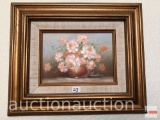 Artwork - Floral print, wooden framed and matted, 12.5