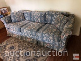 Furniture - upholstered sofa by Classic Chairs, triple cushioned, removeable back cushions, floral