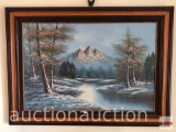 Artwork - Print, winter landscape by Herman, wood framed, 43.5