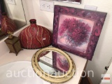 Decor - 5 items Formalities Red River Collection vase, lotion dispenser, oval mirror, floral artwork