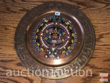 Tray - round ornate motif tray w/ Greek key rim, 11