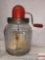Vintage paddle churn, glass jar with red accent, butter, mayo, 1940's