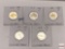 Coins - 5 Quarters, 1999 State quarters, gold & silver plated, NJ, CT, DE, PA, GA