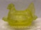 Glassware - Yellow Vaseline glass??? chicken in a basket dish