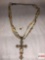 Religious - Rosary, necklace, clear & amber color beads and cross