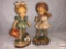 Figurines - 2 Sarah Kay Girls, gardener 1412/4000 & painter 1364/4000 Anri woodcarvings Italy