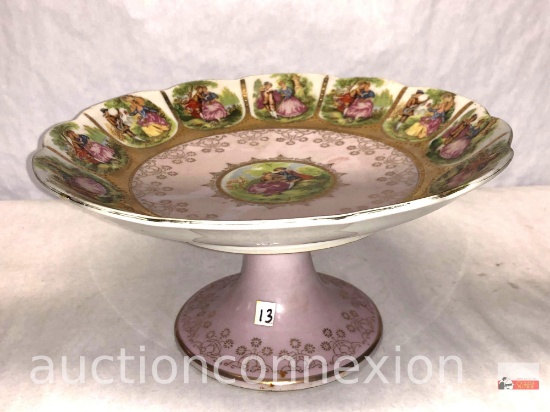 Porcelain pedestal serving dish