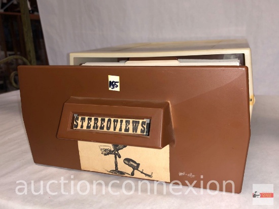 Stereoscope picture cards in file box - Civil War, New York City, WWI, Gold Rush