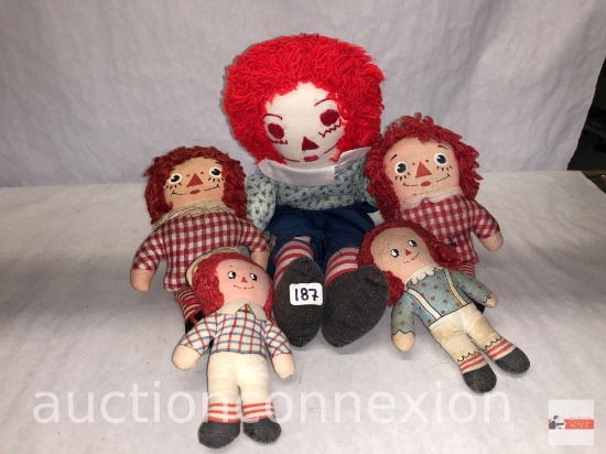 Dolls - 5 Raggedy Ann and Andy Dolls
