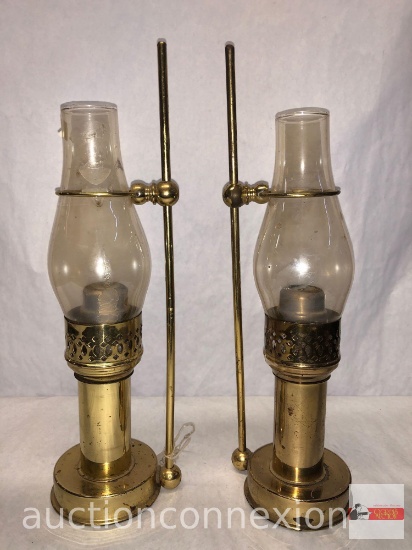 2 brass candlestick lanterns