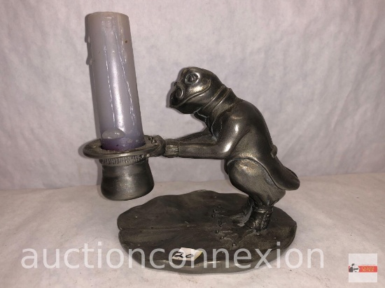 Candlestick - Mr. Toad, 1992 Seagull Canada, Etain Pewter Zinn