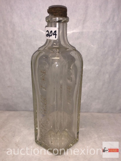 Bottle - Advertising vintage clear Kreml Hair tonic bottle, raised letters,