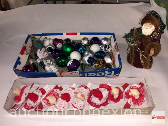 Holiday Decor - Christmas mini ornaments, Santa figure and Valentine clips