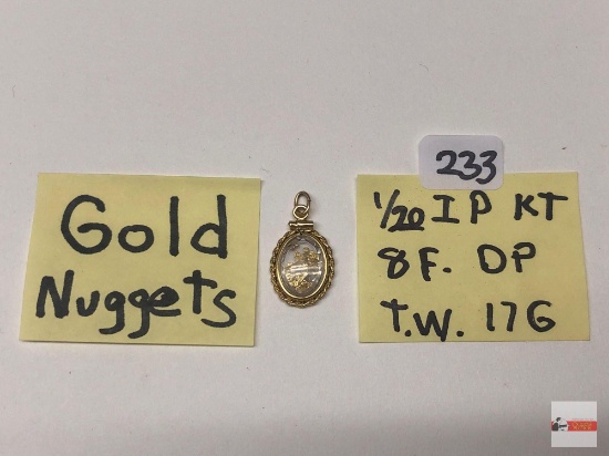 Jewelry - Pendant 1/10 IP KT 8F. DP, TW 17g, filled with gold nuggets