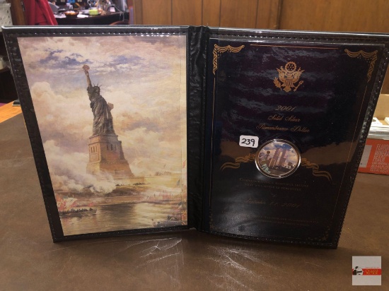Coins - Colorized 1oz. fine Sterling silver One Dollar, 9/11 commemorative coin, 2001 in folder