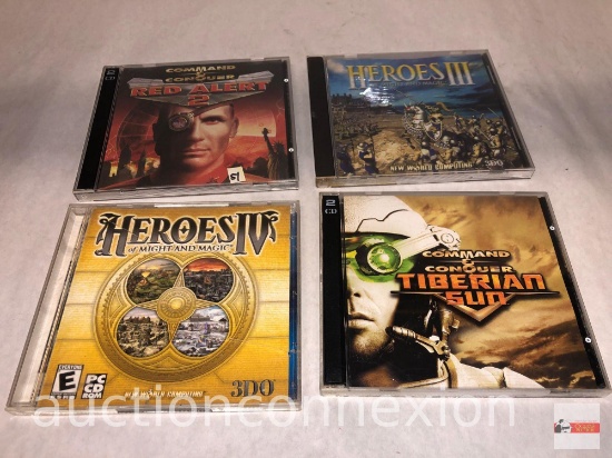 Games - 4 CD video games - Heroes III, Heroes IV, Red Alert 2, Command & Conquer Tiberian Sun