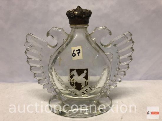 Vintage perfume bottle, Nikki Orloff, double phoenix glass bottle w/ Russian metal crown top