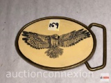 Belt Buckle - Eagle, hand carved, 1981 Barlow solid brass