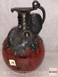 Pitcher - Hand blown glass pitcher with metal decor top