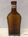 Bottle - Advertising vintage brown Q-ban Hair tonic bottle, raised letters,