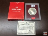 Coins - 1976 Cayman Islands Five Dollar Proof coin with certificate of authenticity, Elizabeth II