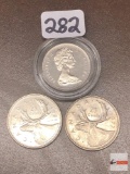 Coins - 3 - 1965 Canadian 5... uncirculated plus 2 Canadian Quarters, 1972, 1981