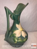 Pottery - Roseville - USA #17-10 Ewer, green, Clematis, late period pattern introduced 1944