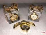 Clocks - 2 Timex mini clocks in crystal & Pendant Lady Bug watch, 17 jewels Mina De Luxe