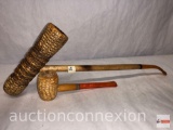 Smoking collectibles - 2 corn cob pipes with bakelite mouthpieces
