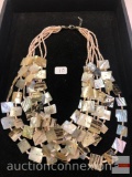 Jewelry - Necklace, Multi strand mother of pearl square & round beads, 9.5