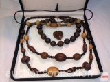 Jewelry - 3 necklaces, lg. wooden beaded and heart pendant