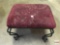Footstool - upholstered & padded top with iron curved legs, 18
