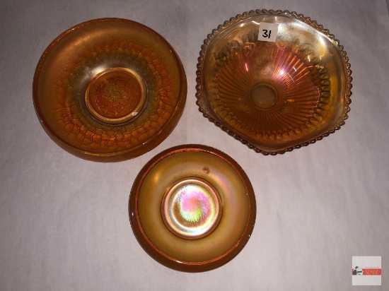 Carnival Glass - 3 Marigold items