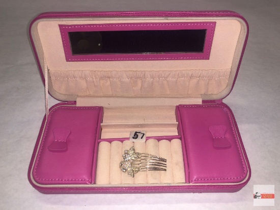 Jewelry - Travel case and metal jeweled hair comb