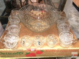 Glassware - Punch bowl and 19 cups
