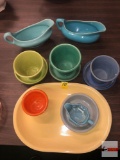 Pottery - Kitchen ware serving dishes, Brusche bowl, Padre sauce boat, Metlox, Rosemeade, Gibson