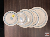 China - Lenox 5 pc. Blue Ridge pattern, 1 Dinner plate, 2 luncheon plates, 2 dessert plates