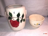Pottery - 2 - cookie jar and bowl