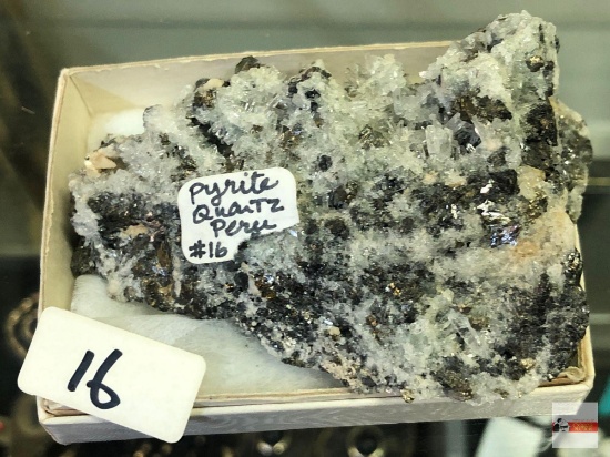 Quartz Crystal - Pyrite, Peru 3.5"wx2.5"w