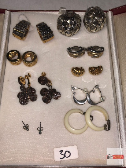 Jewelry - Earrings - 9 pr., 5 fashion clip-on, 2 magnetic, 1 screw back, 1 post