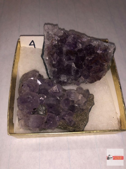 Quartz Crystal - 2 - purple amethyst, 2.5"wx2.5"w & 3"wx2"w