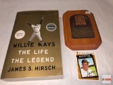 Sports Collectible - Willie Mays, book, card, plaque