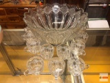 Glassware - Punch bowl and 11 cups, 14.25