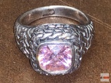 Sterling - Jewelry - Ring with pink stone, sz. 6.5, 6.9 GTW