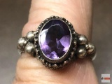 Sterling - Jewelry - Ring with purple stone, sz. 7.5, 5.8 GTW