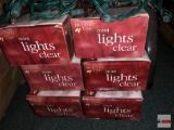 Christmas Lights - 7 Holiday Time clear mini lights, 100ct strands, 6 new in box