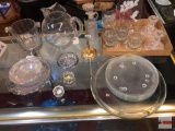 Glassware - misc. glassware serving dishes, ice bucket, candlesticks etc.