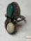 Jewelry - Ring, Native American Sterling, marked L. Jones, turquoise & mother of pearl, sz. 4