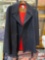 Woolrich Coat, Navy double breasted dock workers pea coat w/red lining & nautical buttons, sz 40