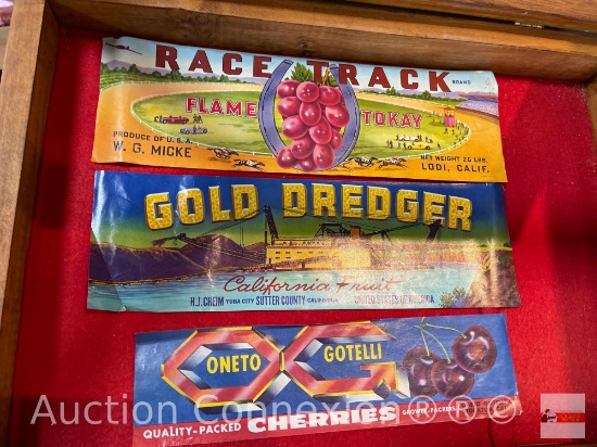 Ephemera - 3 vintage grape labels, Race Track Flame Tokay, Gold Dredger, Oneto Gotelli cherries